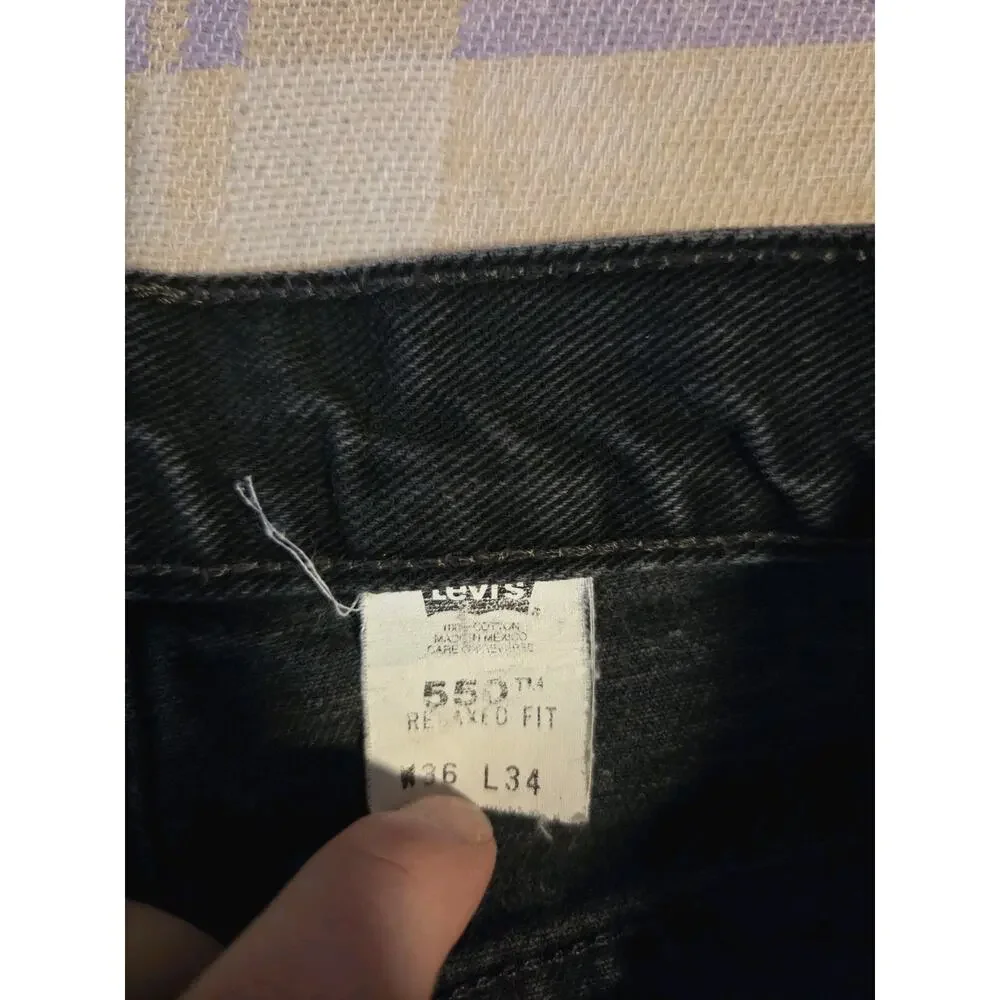 Vtg Levis 550 Mens 36 X 34 Fit 34 X 32 Relaxed Fit Denim Jeans Black Faded 90s
